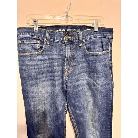 Old Navy Men's Size 33x30 Straight Leg Dark Wash Blue Jeans - Picture 2 of 8